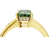Yellow gold Fancy Green Emerald  Solitaire Pavé Band Prong Setting Ring_53