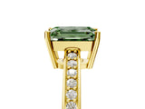 Yellow gold Fancy Green Emerald  Solitaire Pavé Band Prong Setting Ring_54