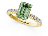 Yellow gold Fancy Green Emerald  Solitaire Pavé Band with Four-Prong Setting_121