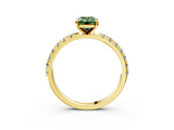 Yellow gold Fancy Green Emerald  Solitaire Pavé Band with Four-Prong Setting_123