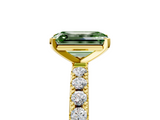 Yellow gold Fancy Green Emerald  Solitaire Pavé Band with Four-Prong Setting_125