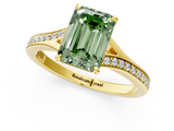 Yellow gold Fancy Green Emerald  Solitaire Pavé Band with Four-Prong Setting_29