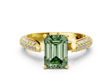 Yellow gold Fancy Green Emerald  Solitaire Pavé Diamond Engagement Ring with Four-Prong Setting_156