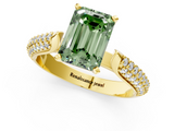 Yellow gold Fancy Green Emerald  Solitaire Pavé Diamond Engagement Ring with Four-Prong Setting_157