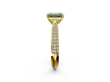 Yellow gold Fancy Green Emerald  Solitaire Pavé Diamond Engagement Ring with Four-Prong Setting_158