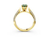 Yellow gold Fancy Green Emerald  Solitaire Pavé Diamond Engagement Ring with Four-Prong Setting_159