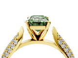 Yellow gold Fancy Green Emerald  Solitaire Pavé Diamond Engagement Ring with Four-Prong Setting_160