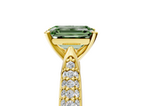 Yellow gold Fancy Green Emerald  Solitaire Pavé Diamond Engagement Ring with Four-Prong Setting_161