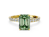 Yellow gold Fancy Green Emerald  Solitaire Pavé Diamond Engagement Ring with Four-Prong Setting_57
