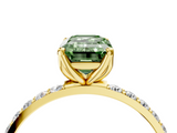Yellow gold Fancy Green Emerald  Solitaire Pavé Diamond Engagement Ring with Four-Prong Setting_61