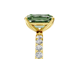 Yellow gold Fancy Green Emerald  Solitaire Pavé Diamond Engagement Ring with Four-Prong Setting_62