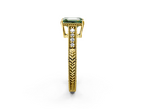 Yellow gold Fancy Green Emerald  Solitaire Pavé Diamond Milgrain Engagement Ring with Four-Prong Setting_5