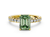 Yellow gold Fancy Green Emerald  Solitaire Pave Diamond Engagement Ring with Four-Prong Setting_340