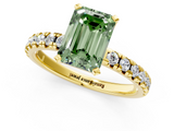 Yellow gold Fancy Green Emerald  Solitaire Pave Diamond Engagement Ring with Four-Prong Setting_341