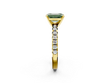Yellow gold Fancy Green Emerald  Solitaire Pave Diamond Engagement Ring with Four-Prong Setting_342