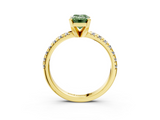 Yellow gold Fancy Green Emerald  Solitaire Pave Diamond Engagement Ring with Four-Prong Setting_343