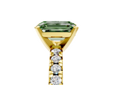Yellow gold Fancy Green Emerald  Solitaire Pave Diamond Engagement Ring with Four-Prong Setting_345