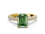 Yellow gold Fancy Green Emerald  Solitaire Pave Diamond Engagement Ring with Prong Setting_20