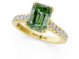 Yellow gold Fancy Green Emerald  Solitaire Pave Diamond Engagement Ring with Prong Setting_21