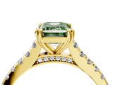 Yellow gold Fancy Green Emerald  Solitaire Pave Diamond Engagement Ring with Prong Setting_24
