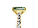Yellow gold Fancy Green Emerald  Solitaire Pave Diamond Engagement Ring with Prong Setting_25