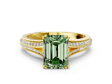 Yellow gold Fancy Green Emerald  Solitaire Pave Split Shank Engagement Ring with Six-Prong Setting_37