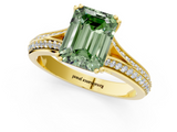 Yellow gold Fancy Green Emerald  Solitaire Pave Split Shank Engagement Ring with Six-Prong Setting_38
