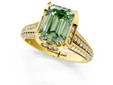 Yellow gold Fancy Green Emerald  Solitaire Pave Split Shank Ring with Four-Prong Setting_88