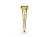 Yellow gold Fancy Green Emerald  Solitaire Pave Split Shank Ring with Four-Prong Setting_89