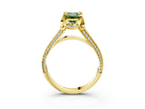 Yellow gold Fancy Green Emerald  Solitaire Pave Split Shank Ring with Four-Prong Setting_90
