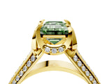 Yellow gold Fancy Green Emerald  Solitaire Pave Split Shank Ring with Four-Prong Setting_91