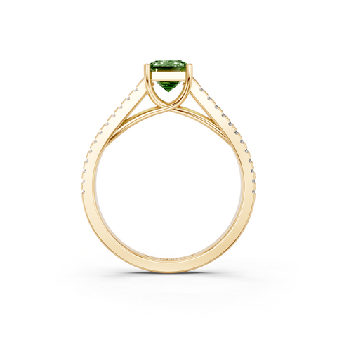 Yellow gold Fancy Green Emerald  Solitaire Split Shank Pavé Diamond Engagement Ring_307