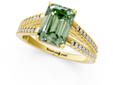 Yellow gold Fancy Green Emerald  Solitaire Split Shank Pavé Diamond Engagement Ring_423
