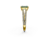 Yellow gold Fancy Green Emerald  Solitaire Split Shank Pavé Diamond Engagement Ring_424