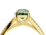 Yellow gold Fancy Green Emerald  Solitaire Split Shank Pavé Diamond Engagement Ring_426