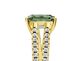 Yellow gold Fancy Green Emerald  Solitaire Split Shank Pavé Diamond Engagement Ring_427