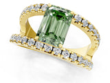 Yellow gold Fancy Green Emerald  Solitaire Split Shank Pave Diamond Ring_50