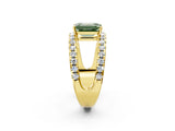 Yellow gold Fancy Green Emerald  Solitaire Split Shank Pave Diamond Ring_51