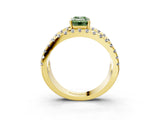 Yellow gold Fancy Green Emerald  Solitaire Split Shank Pave Diamond Ring_52