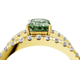 Yellow gold Fancy Green Emerald  Solitaire Split Shank Pave Diamond Ring_53