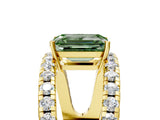 Yellow gold Fancy Green Emerald  Solitaire Split Shank Pave Diamond Ring_54