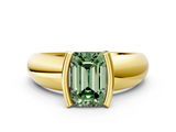 Yellow gold Fancy Green Emerald  Solitaire Tension Set Diamond Ring with Wide Band_20