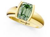 Yellow gold Fancy Green Emerald  Solitaire Tension Set Diamond Ring with Wide Band_21