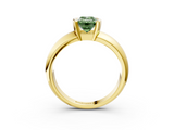 Yellow gold Fancy Green Emerald  Solitaire Tension Set Diamond Ring with Wide Band_23