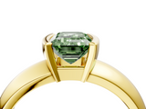 Yellow gold Fancy Green Emerald  Solitaire Tension Set Diamond Ring with Wide Band_24
