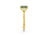 Yellow gold Fancy Green Emerald  Solitaire Twist Band Ring with Four-Prong Setting_94