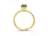 Yellow gold Fancy Green Emerald  Solitaire Twist Band Ring with Four-Prong Setting_95