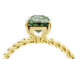 Yellow gold Fancy Green Emerald  Solitaire Twist Band Ring with Four-Prong Setting_96