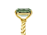 Yellow gold Fancy Green Emerald  Solitaire Twist Band Ring with Four-Prong Setting_97