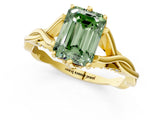 Yellow gold Fancy Green Emerald  Solitaire Twist Band Six-Prong Setting 2
